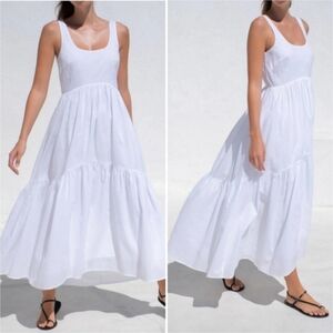 AYR The Magic Hour Tiered A Line Sleeveless Maxi Dress White Xlarge